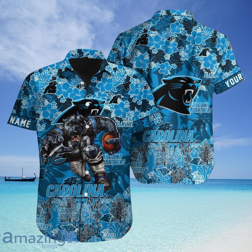 Custom Name NFL Carolina Panthers Tropical Aloha Pattern Hawaiian Shirt - Custom Name NFL Carolina Panthers Tropical Aloha Pattern Hawaiian Shirt