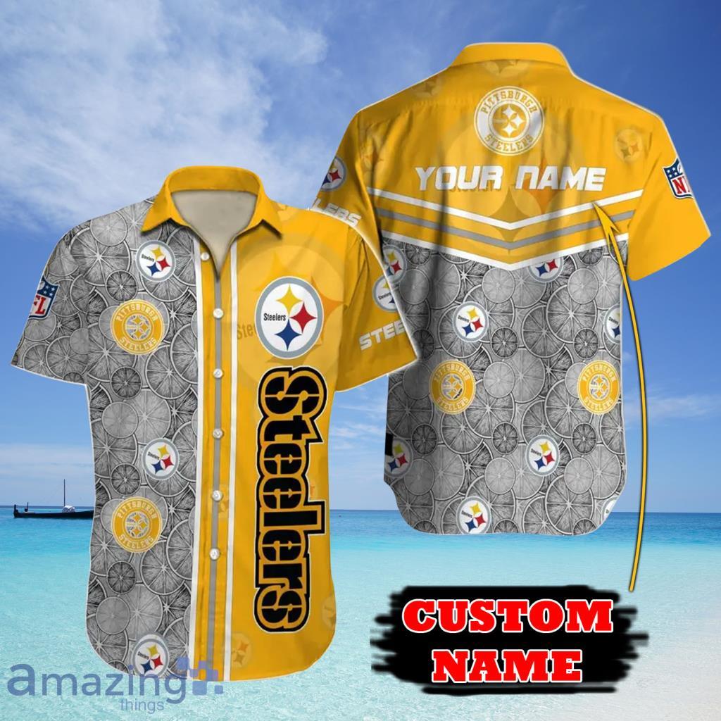 Custom Name Pittsburgh Steelers NFL Lemon Aloha Tropical Hawaiian Shirt - Custom Name Pittsburgh Steelers NFL Lemon Aloha Tropical Hawaiian Shirt
