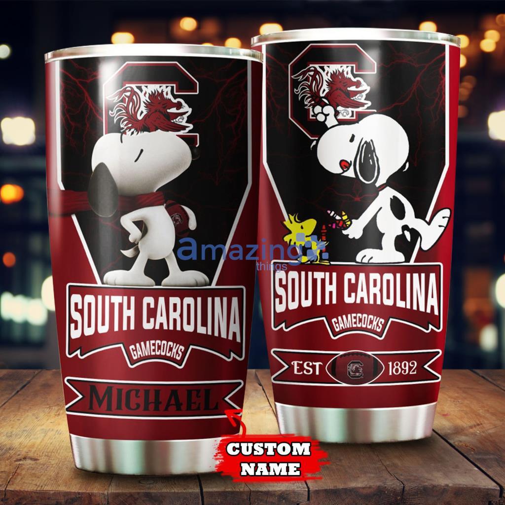 Custom Name South Carolina Gamecocks NCAA NFL Snoopy Tumbler - Custom Name South Carolina Gamecocks NCAA NFL Snoopy Tumbler