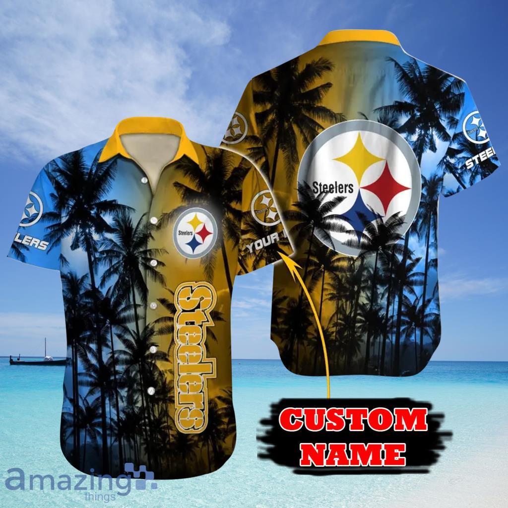 Custom Pittsburgh Steelers NFL Aloha Tropical Hawaiian Shirt - Custom Pittsburgh Steelers NFL Aloha Tropical Hawaiian Shirt