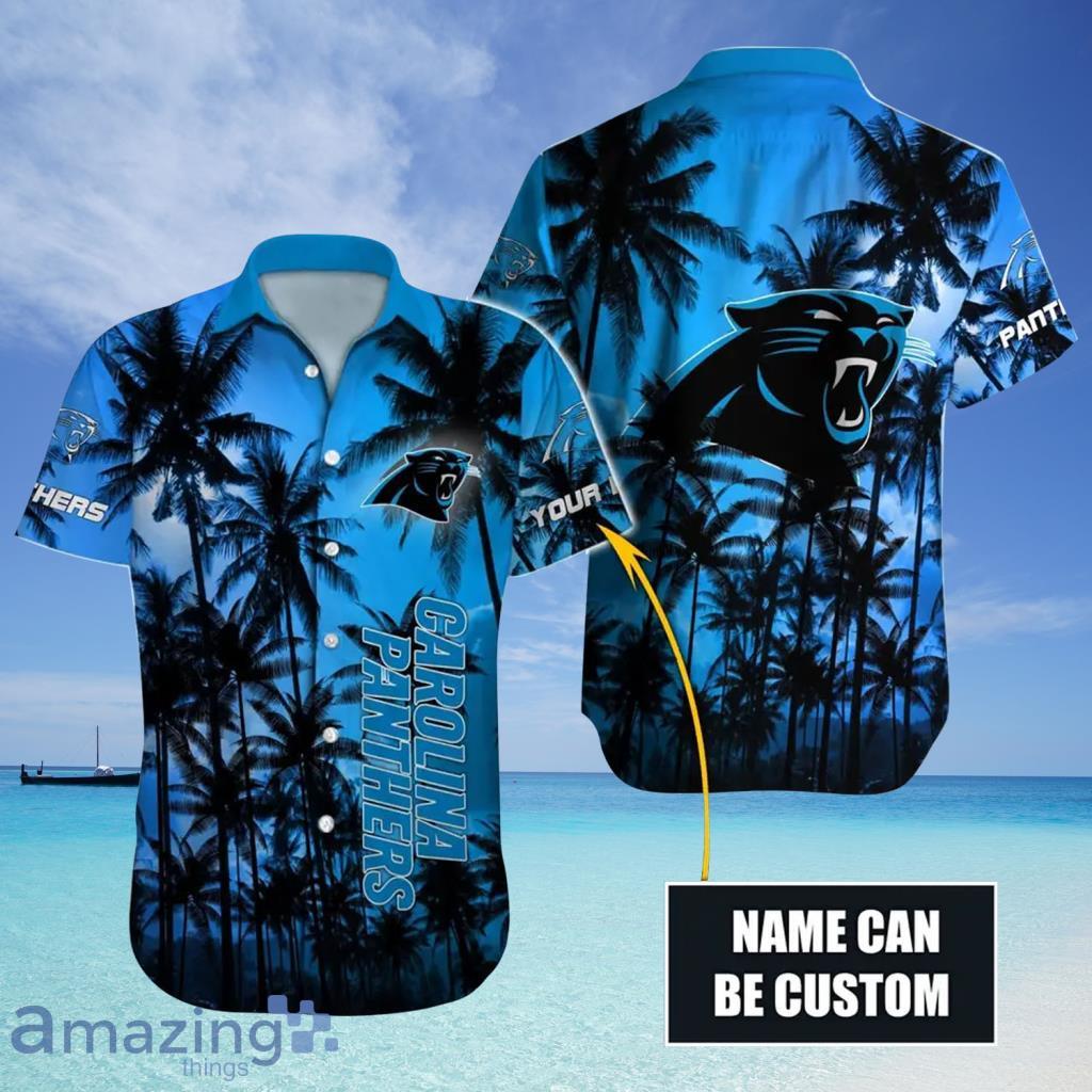 Custom Tropical Coconut Tree NFL Carolina Panthers Aloha Hawaiian Shirt - Custom Tropical Coconut Tree NFL Carolina Panthers Aloha Hawaiian Shirt