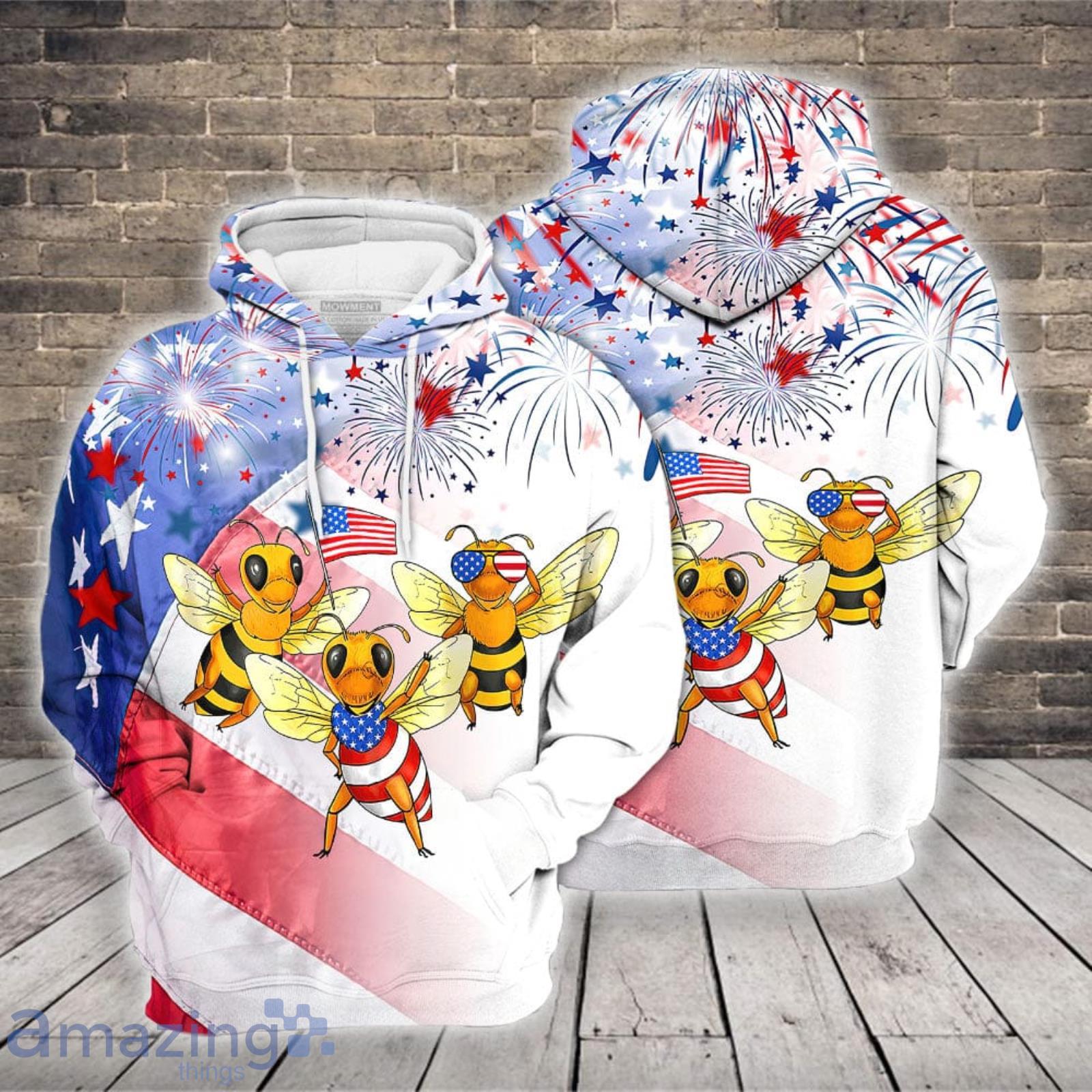 Cute Bee With Colorful Firework In New Year Eve 3D Hoodie Product Photo 1