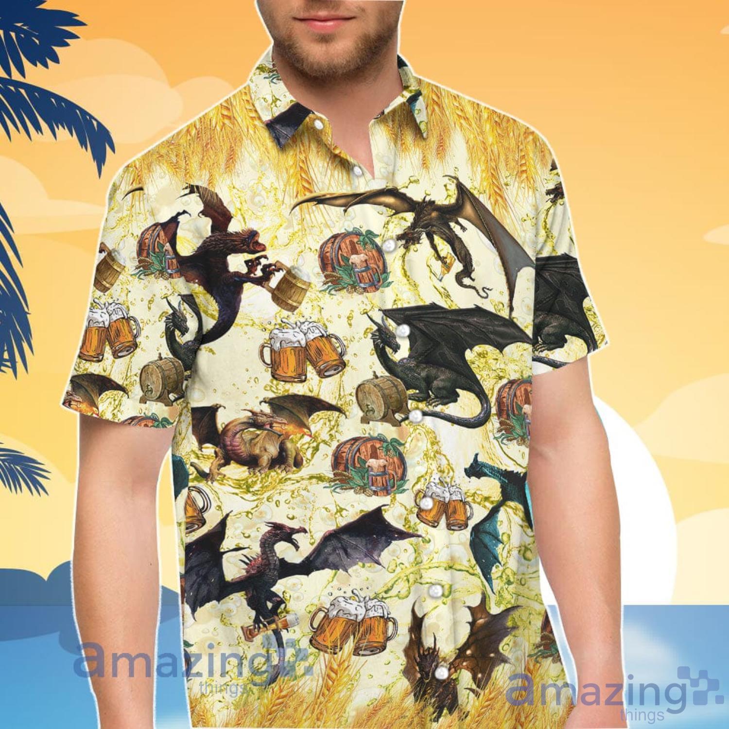 Cute Dragon Shirt Drinking Beer Dragon Hawaiian Shirt And Shorts image Cute Dragon Shirt Drinking Beer Dragon Hawaiian Shirt And Shorts Product Photo 2