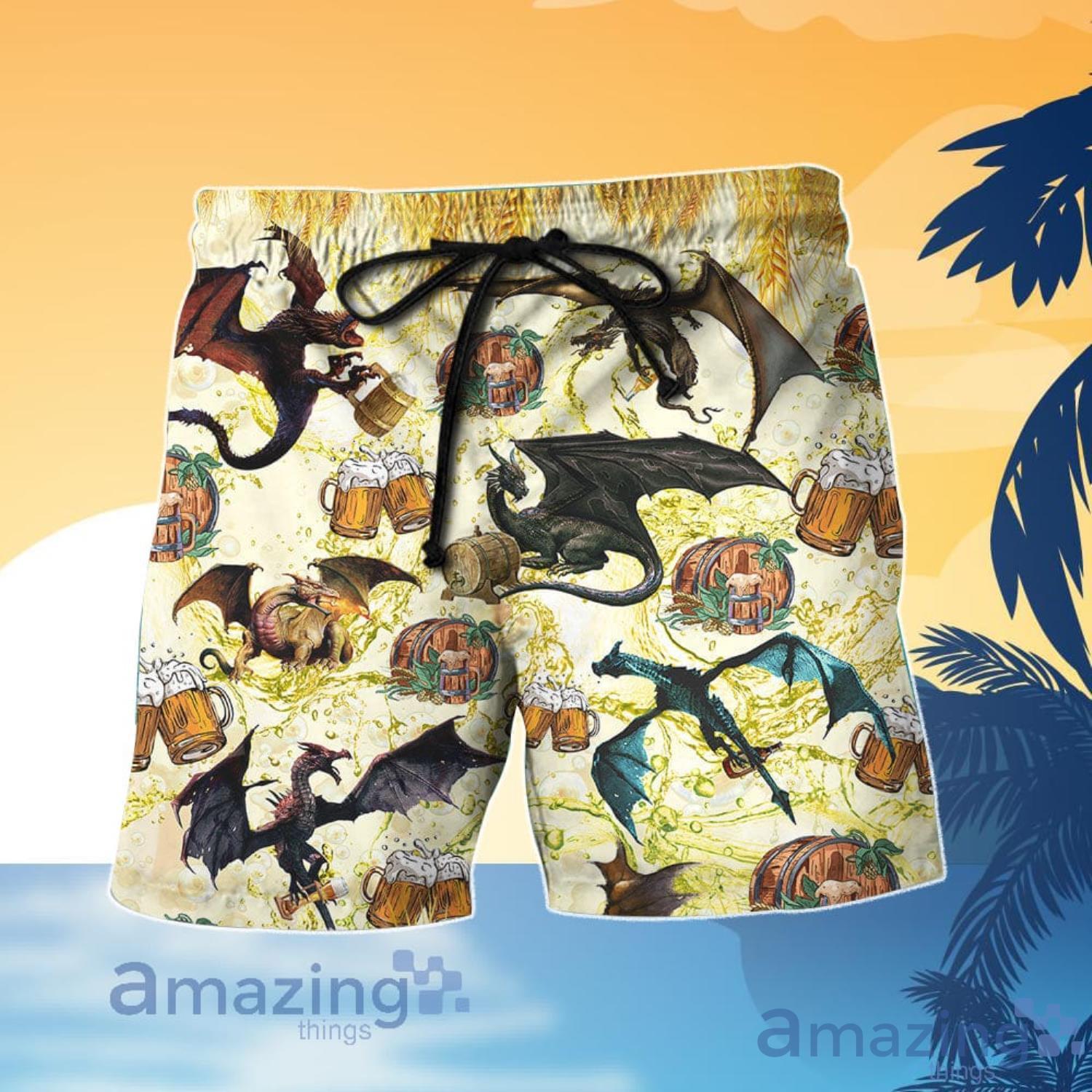 Cute Dragon Shirt Drinking Beer Dragon Hawaiian Shirt And Shorts image Cute Dragon Shirt Drinking Beer Dragon Hawaiian Shirt And Shorts Product Photo 3