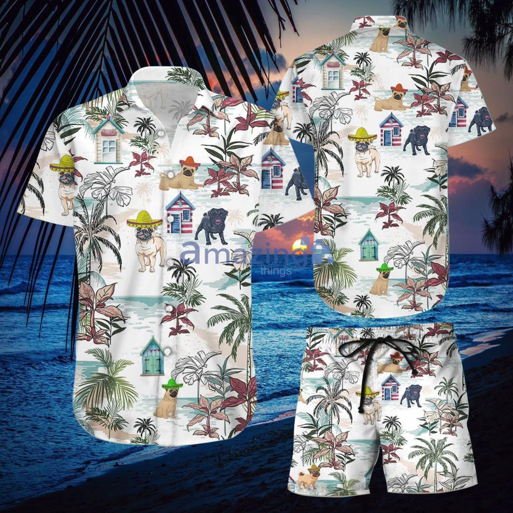 Cute Pug Dog Playing In The Beach Summer Hawaiian Shirt And Short - Cute Pug Dog Playing In The Beach Summer Hawaiian Shirt And Short