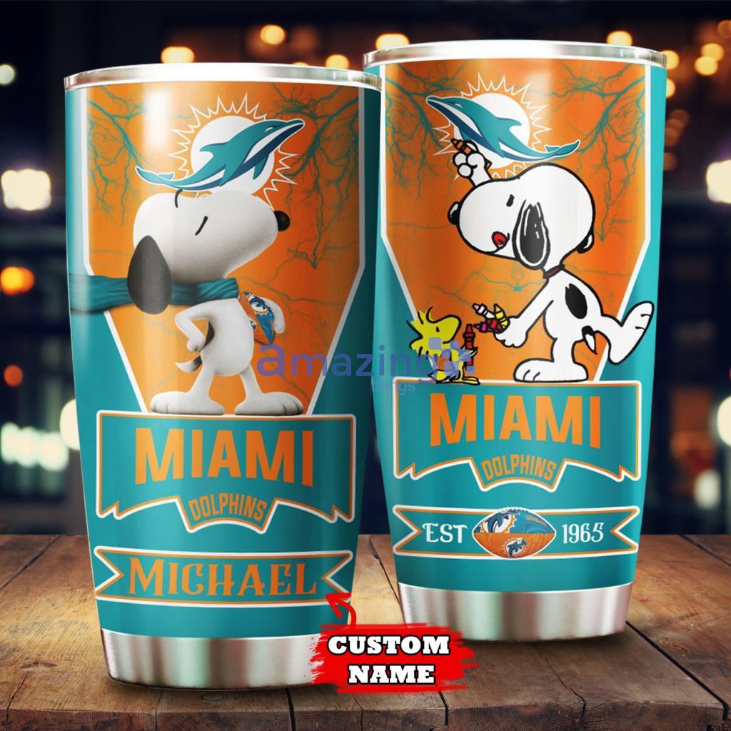 Cutom Name Miami Dolphins NFL Snoopy Tumbler - Cutom Name Miami Dolphins NFL Snoopy Tumbler