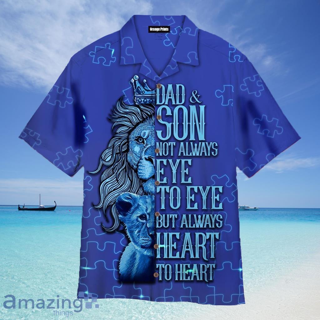Dad And Son Blue Autism Aloha Hawaiian Shirt For Men And Women - Dad And Son Blue Autism Aloha Hawaiian Shirt For Men And Women