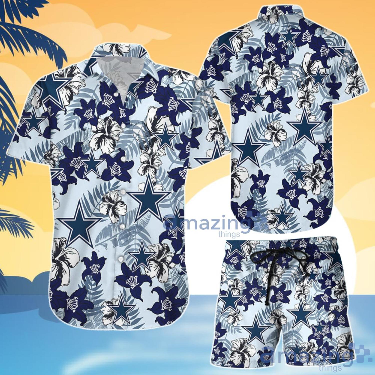 Dallas Cowboys Hawaiian Shirt Tropical Flower Short Sleeve Hawaiian Shirt And Shorts Gift For Summer Product Photo 1