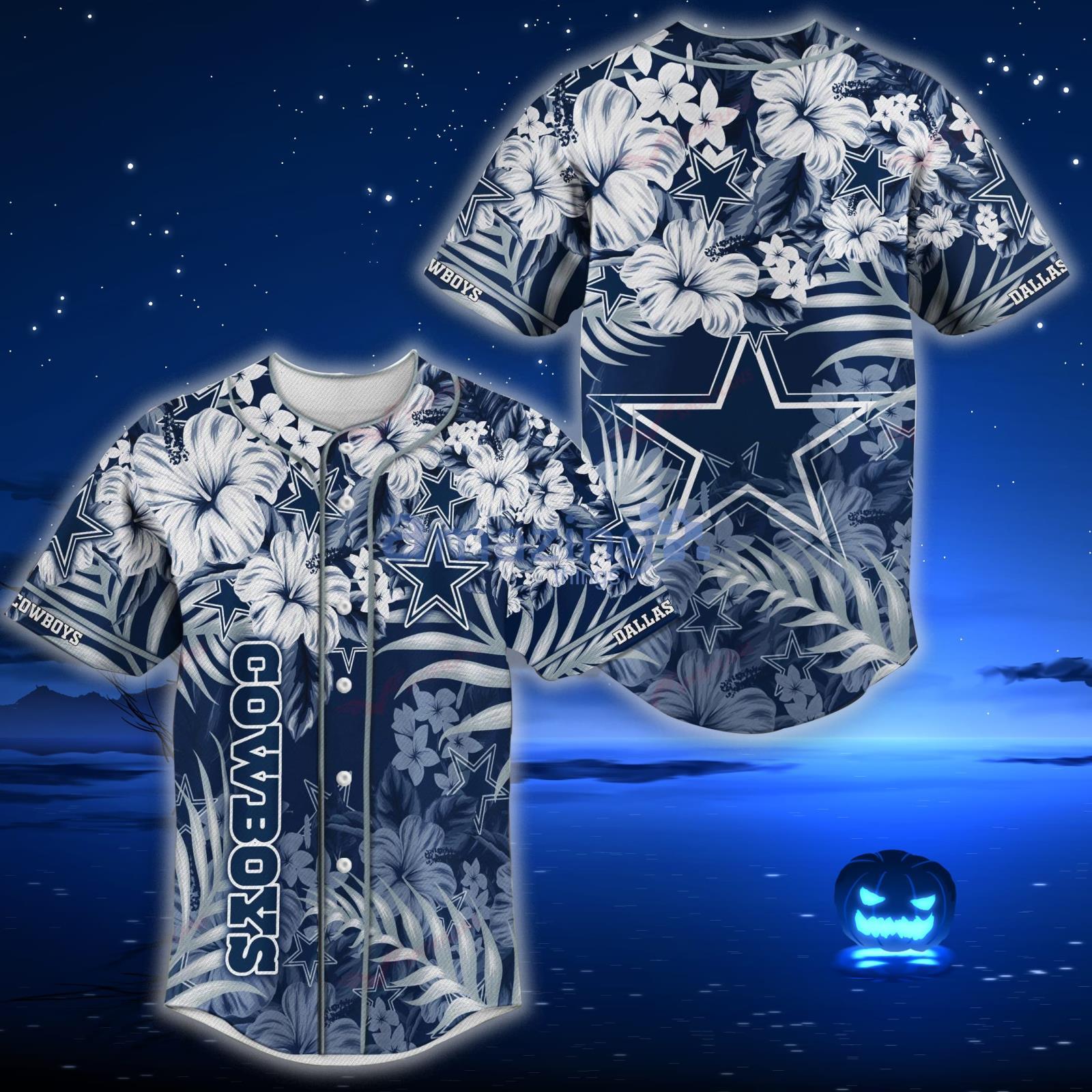 Dallas Cowboys NFL Baseball Tropical Flower Baseball Jersey Shirt