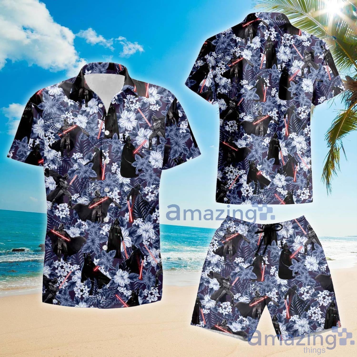Darth Vader With Lightsaber Star Wars Floral Summer Gift Hawaiian Shirt And Shorts image Darth Vader With Lightsaber Star Wars Floral Summer Gift Hawaiian Shirt And Shorts Product Photo 2