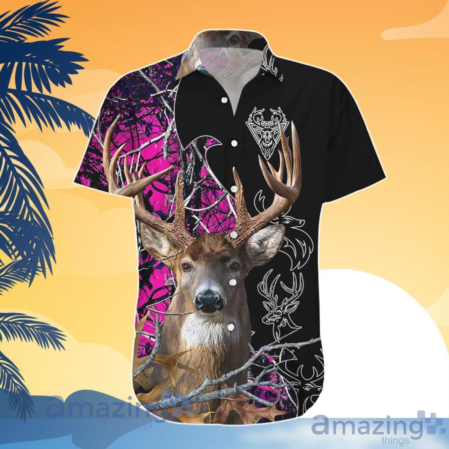 Deer Hunting Camo Printed Hawaiian Shirt And Shorts image Deer Hunting Camo Printed Hawaiian Shirt And Shorts Product Photo 2