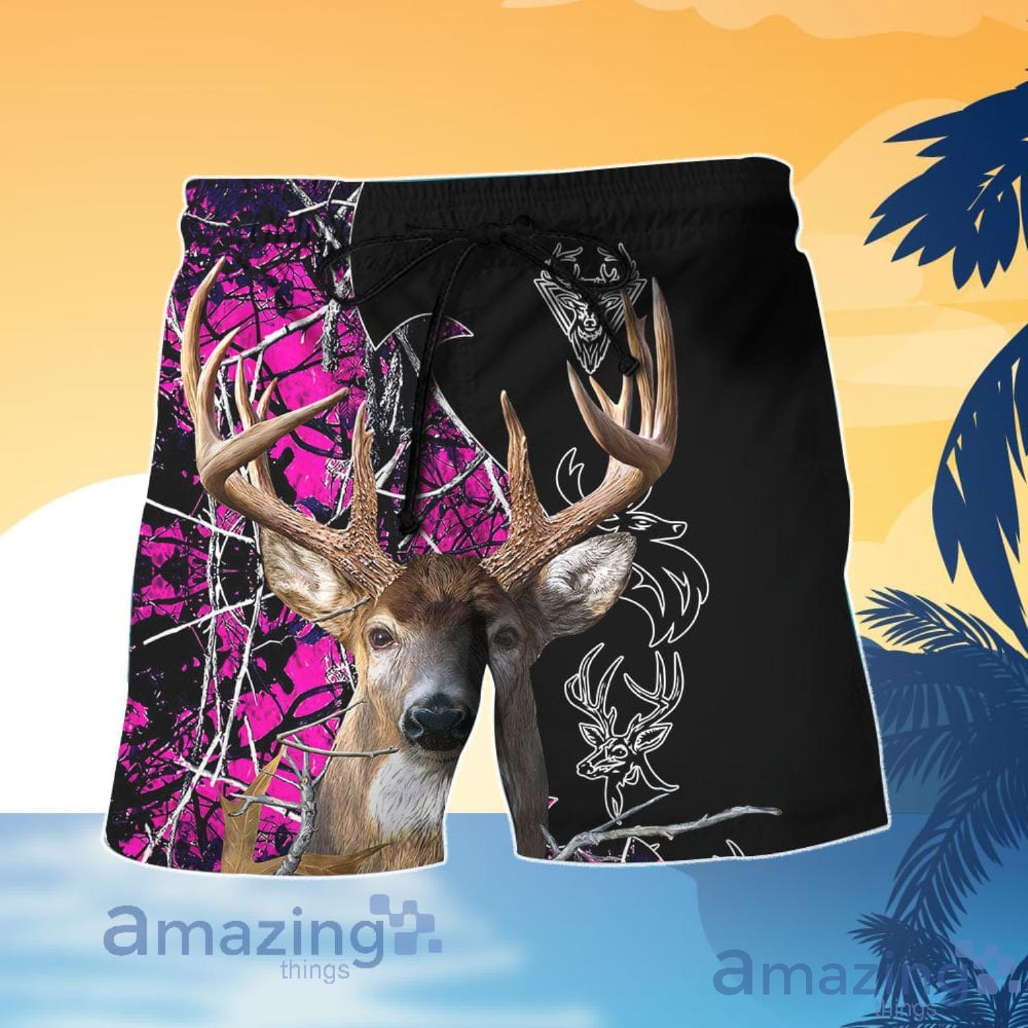 Deer Hunting Camo Printed Hawaiian Shirt And Shorts image Deer Hunting Camo Printed Hawaiian Shirt And Shorts Product Photo 3