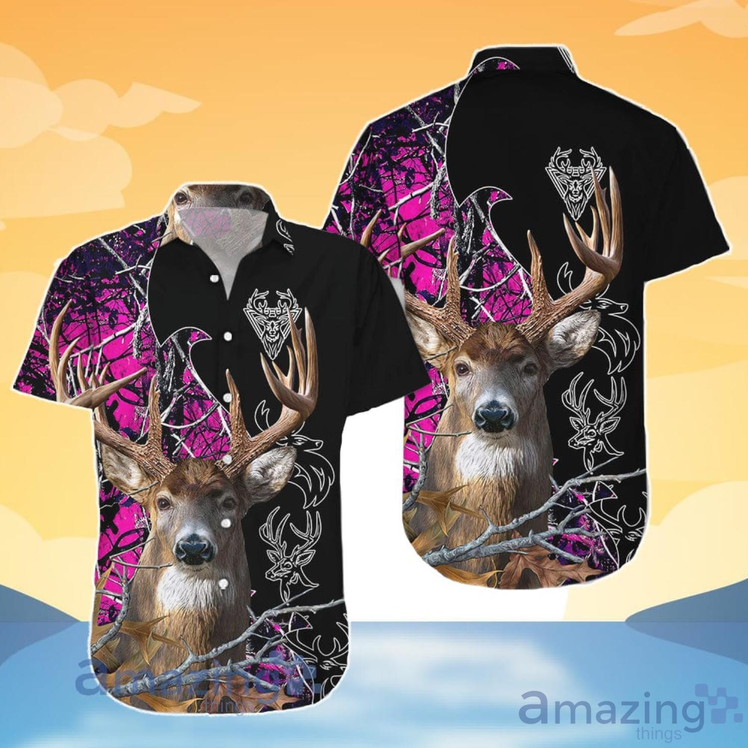 Deer Hunting Camo Printed Hawaiian Shirt And Shorts image Deer Hunting Camo Printed Hawaiian Shirt And Shorts Product Photo 4