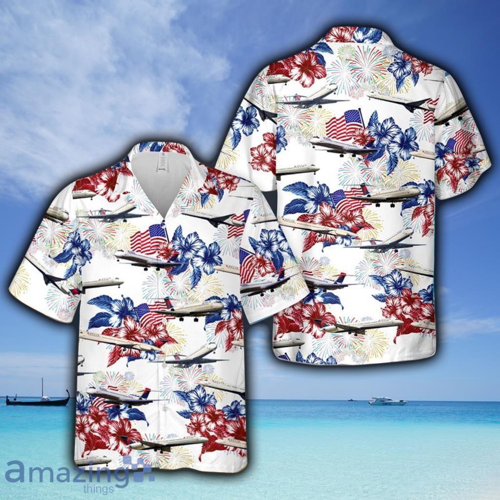 Delta Airlines MD-88 4th Of July Hawaiian Shirt For Men And Women - Delta Airlines MD-88 4th Of July Hawaiian Shirt For Men And Women