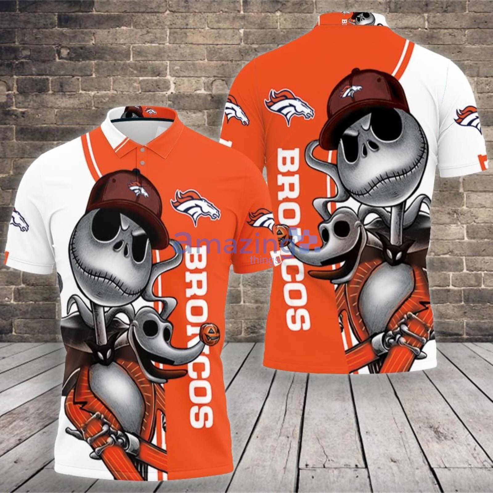 Denver Broncos Jack Skellington And Zero Polo Shirt For Sport Fans Product Photo 1
