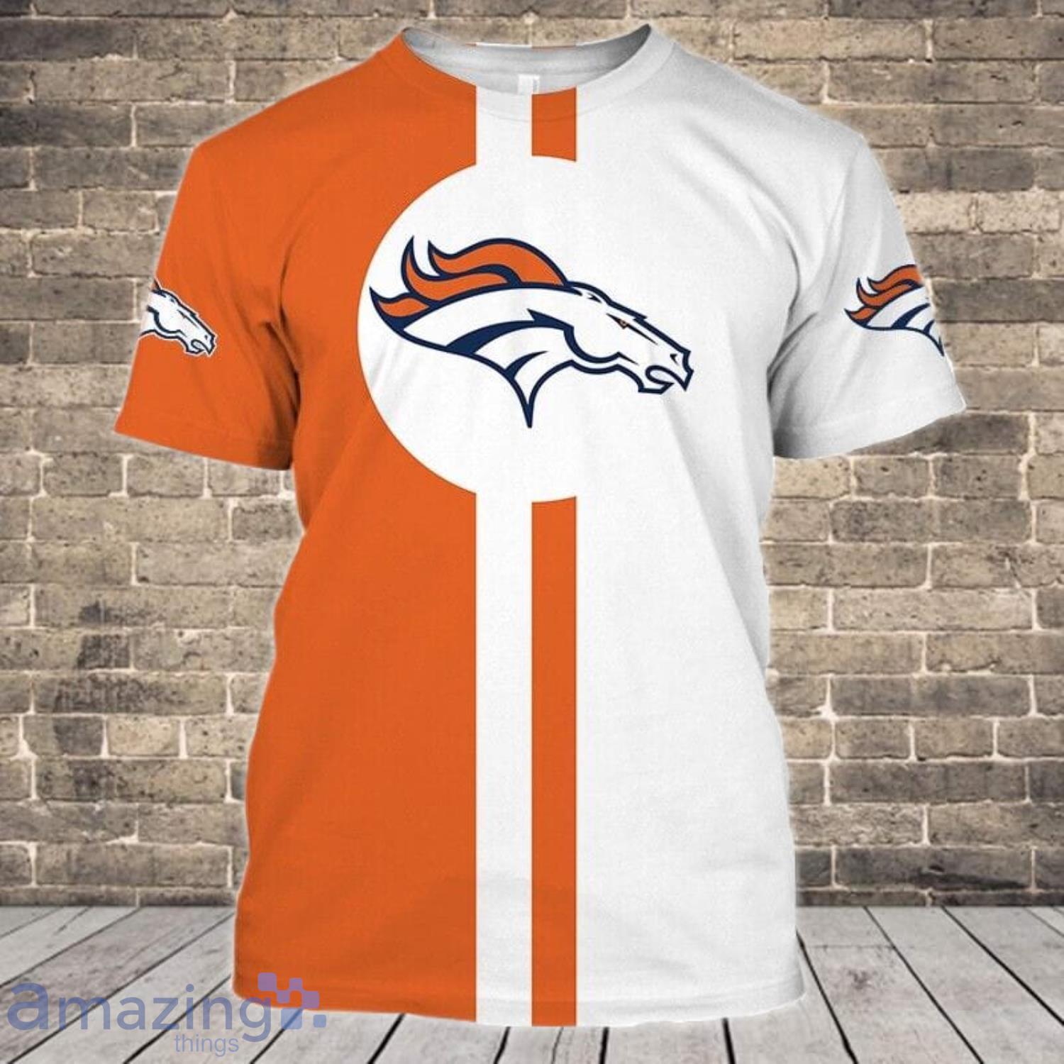 Denver Broncos Striped Style 3D T-Shirts