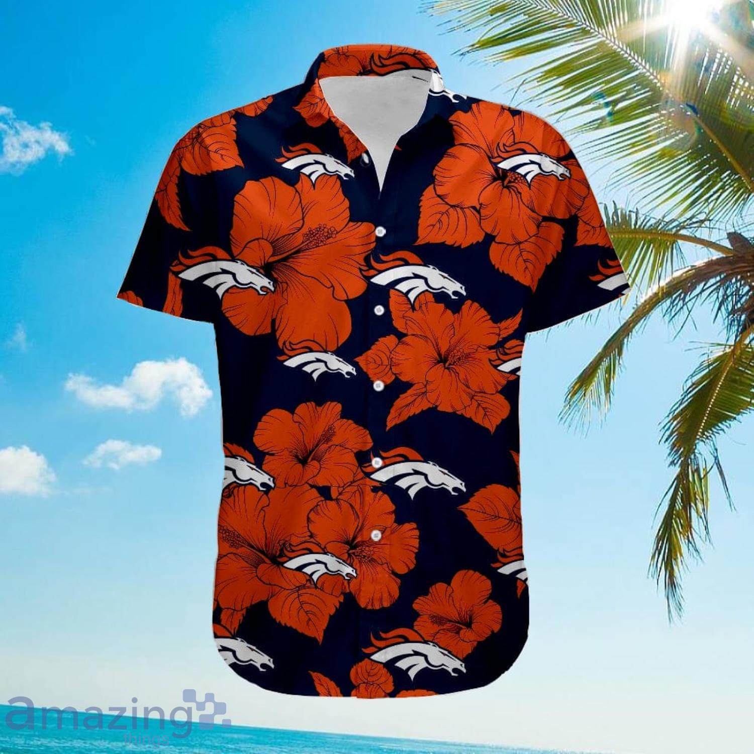 Denver Broncos Tropical Big White Flower Hawaiian Shirt For Men