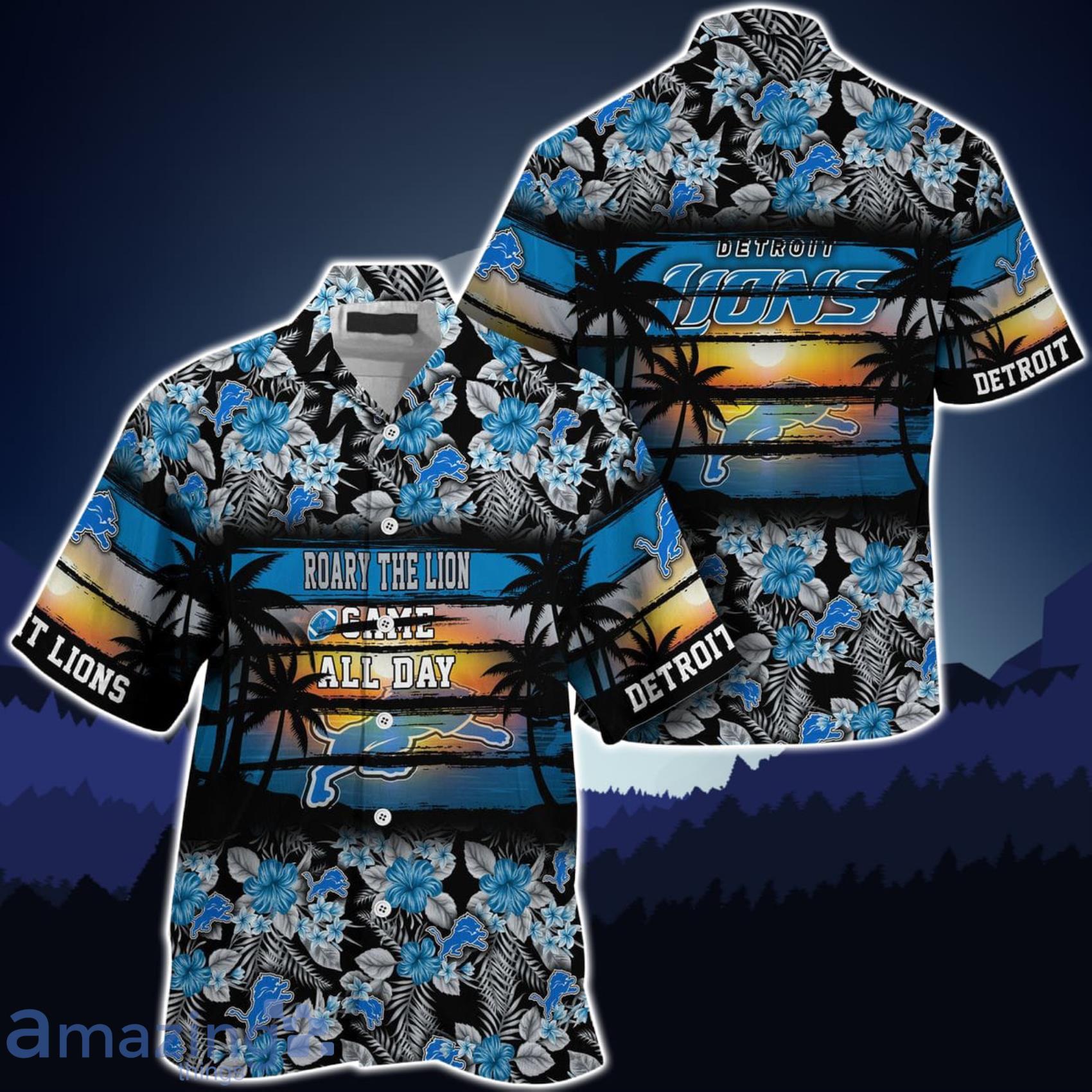 Detroit Lions NFL Came All Day Flower Hawaiian Shirt Product Photo 1