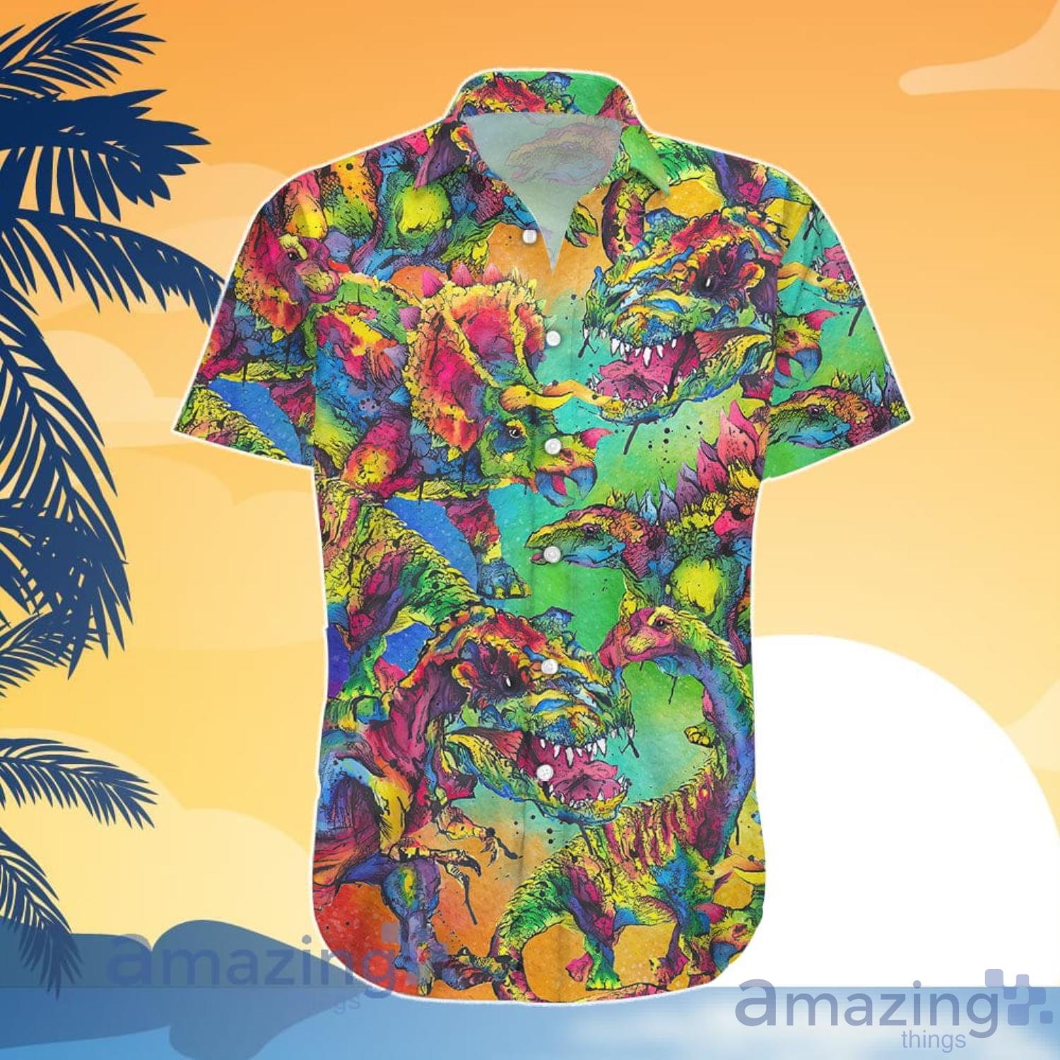 Dinosaur Lover T Rex Watercolor Rainbow Hawaiian Shirt And Shorts image Dinosaur Lover T Rex Watercolor Rainbow Hawaiian Shirt And Shorts Product Photo 5