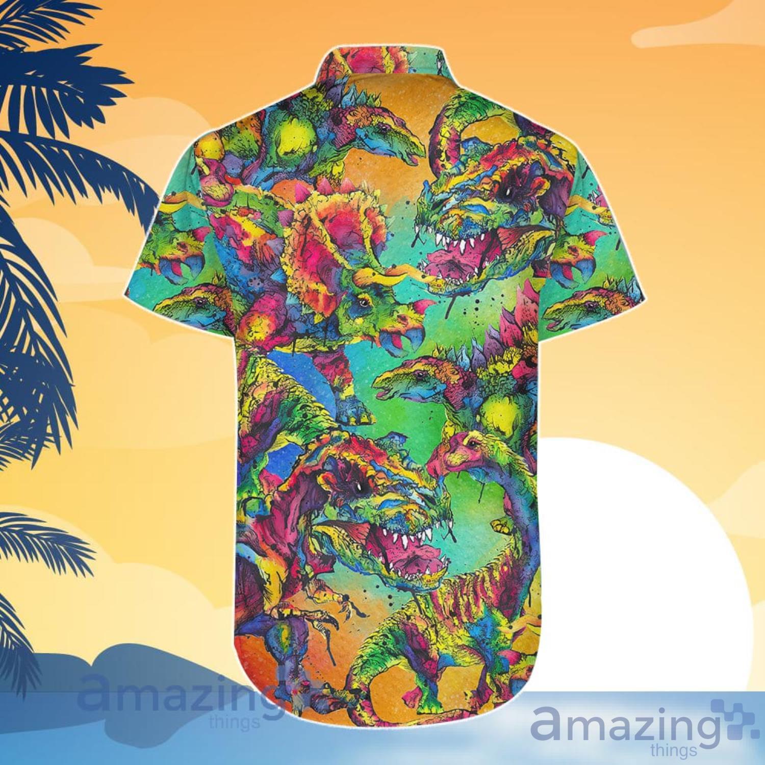 Dinosaur Lover T Rex Watercolor Rainbow Hawaiian Shirt And Shorts image Dinosaur Lover T Rex Watercolor Rainbow Hawaiian Shirt And Shorts Product Photo 6