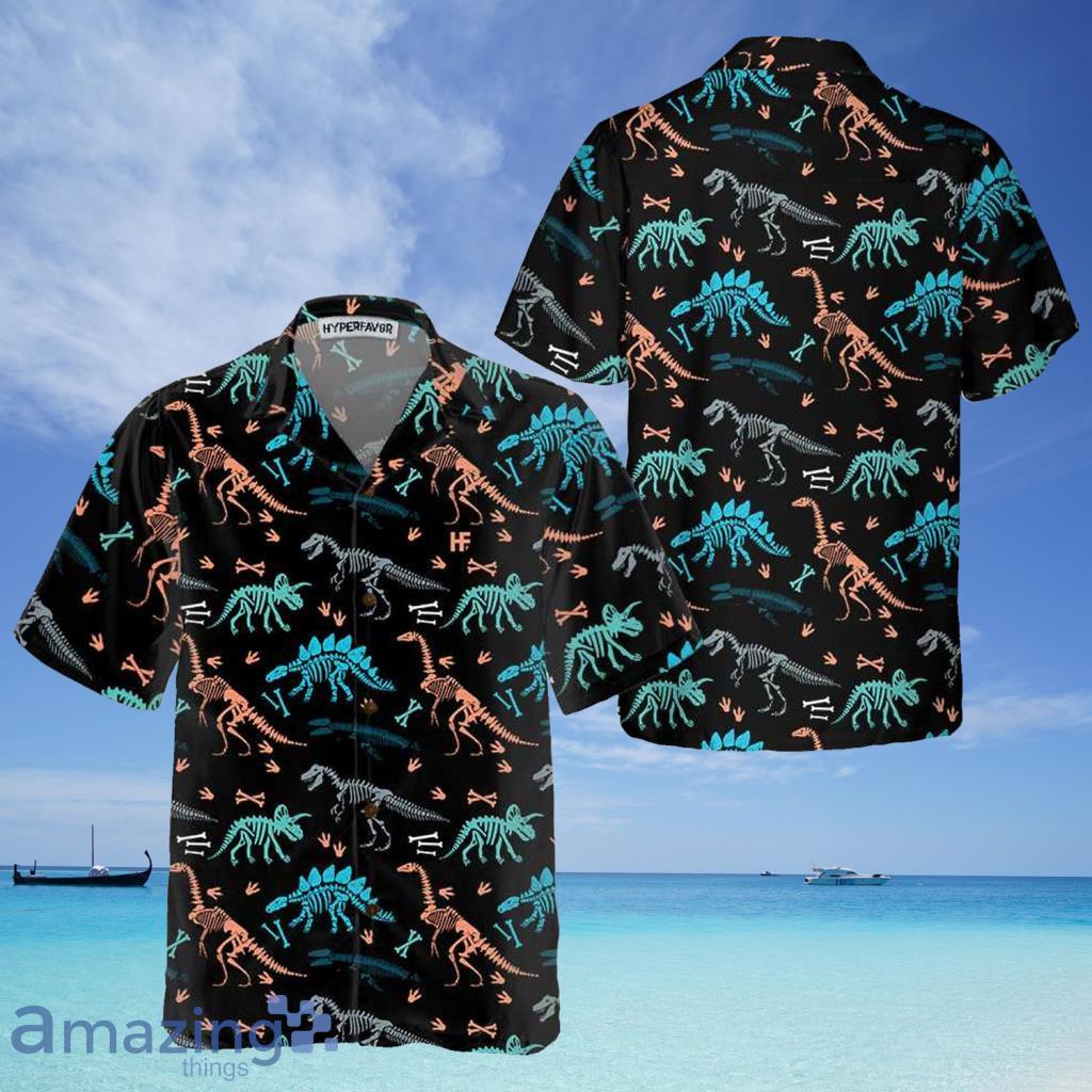 Dinosaur Skeleton Seamless Grunge Pattern Hawaiian Shirt For Men And Women - Dinosaur Skeleton Seamless Grunge Pattern Hawaiian Shirt For Men And Women
