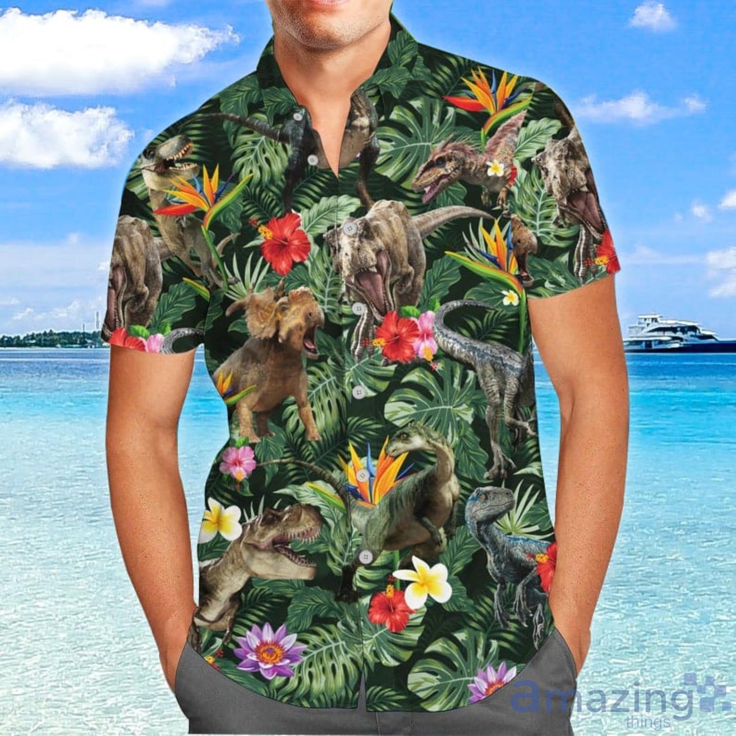Dinosaur Tropical Aloha Hawaiian Shirts And Short Product Photo 1