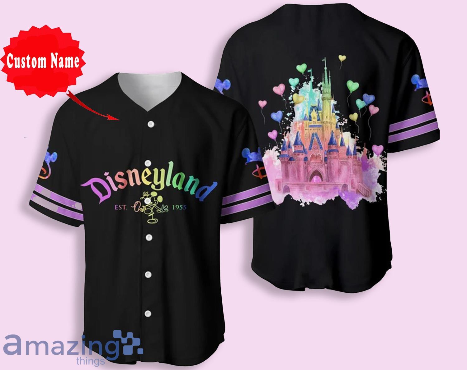 Disneyland Magic Kingdom Rainbow Cartoon Custom Name Baseball Jersey Shirt