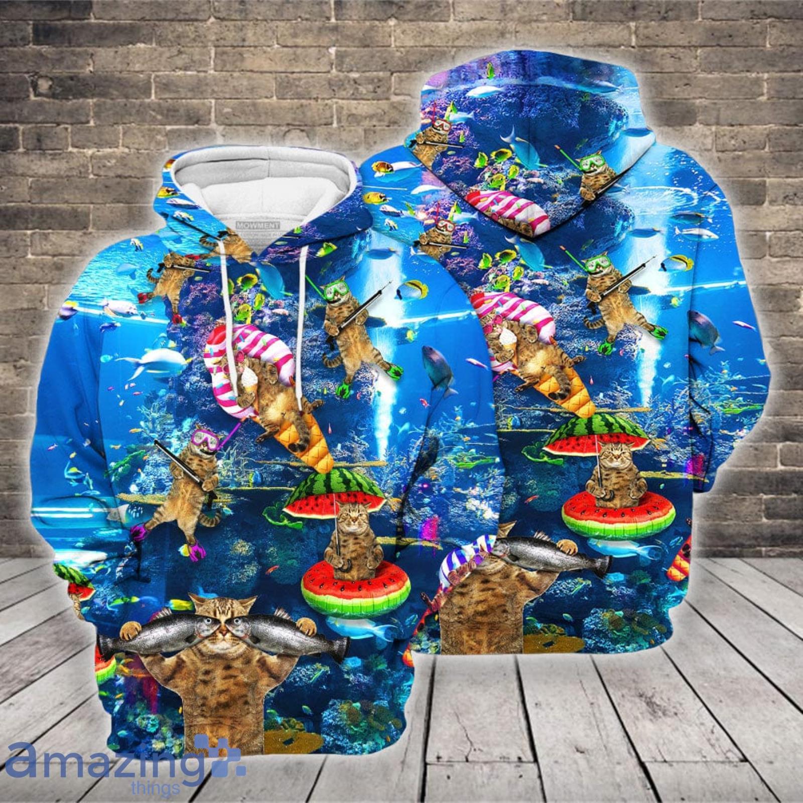 Diving Cat Underwater 3D Hoodie Cat Gifts For Cat Lovers Product Photo 1 Diving Cat Underwater 3D Hoodie Cat Gifts For Cat Lovers Product Photo 1
