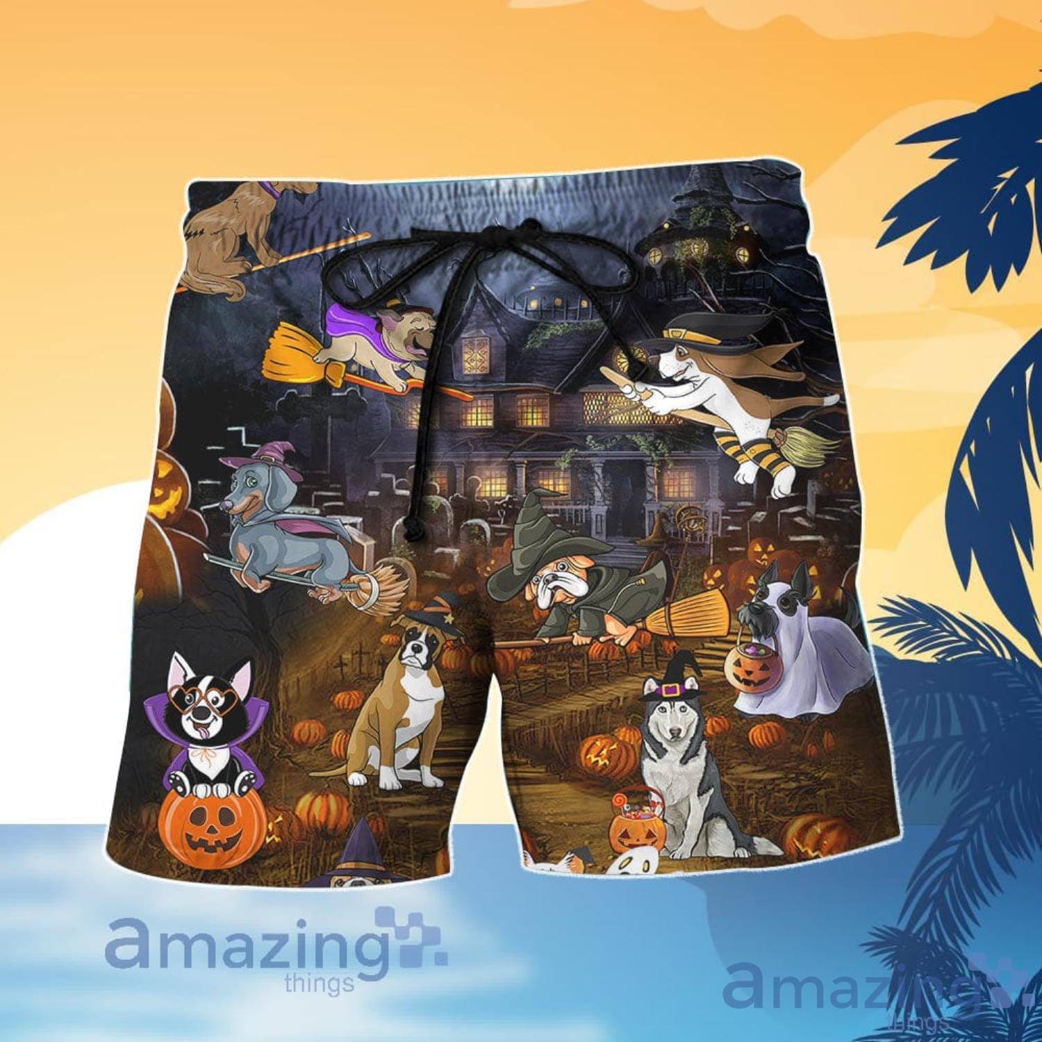 Dog Lover Halloween Dog Witch Night Pumpkin Hawaiian Shirt And Shorts image Dog Lover Halloween Dog Witch Night Pumpkin Hawaiian Shirt And Shorts Product Photo 3