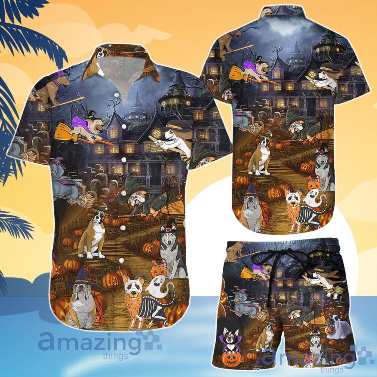 Dog Lover Halloween Dog Witch Night Pumpkin Hawaiian Shirt And Shorts Product Photo 1 Dog Lover Halloween Dog Witch Night Pumpkin Hawaiian Shirt And Shorts Product Photo 1