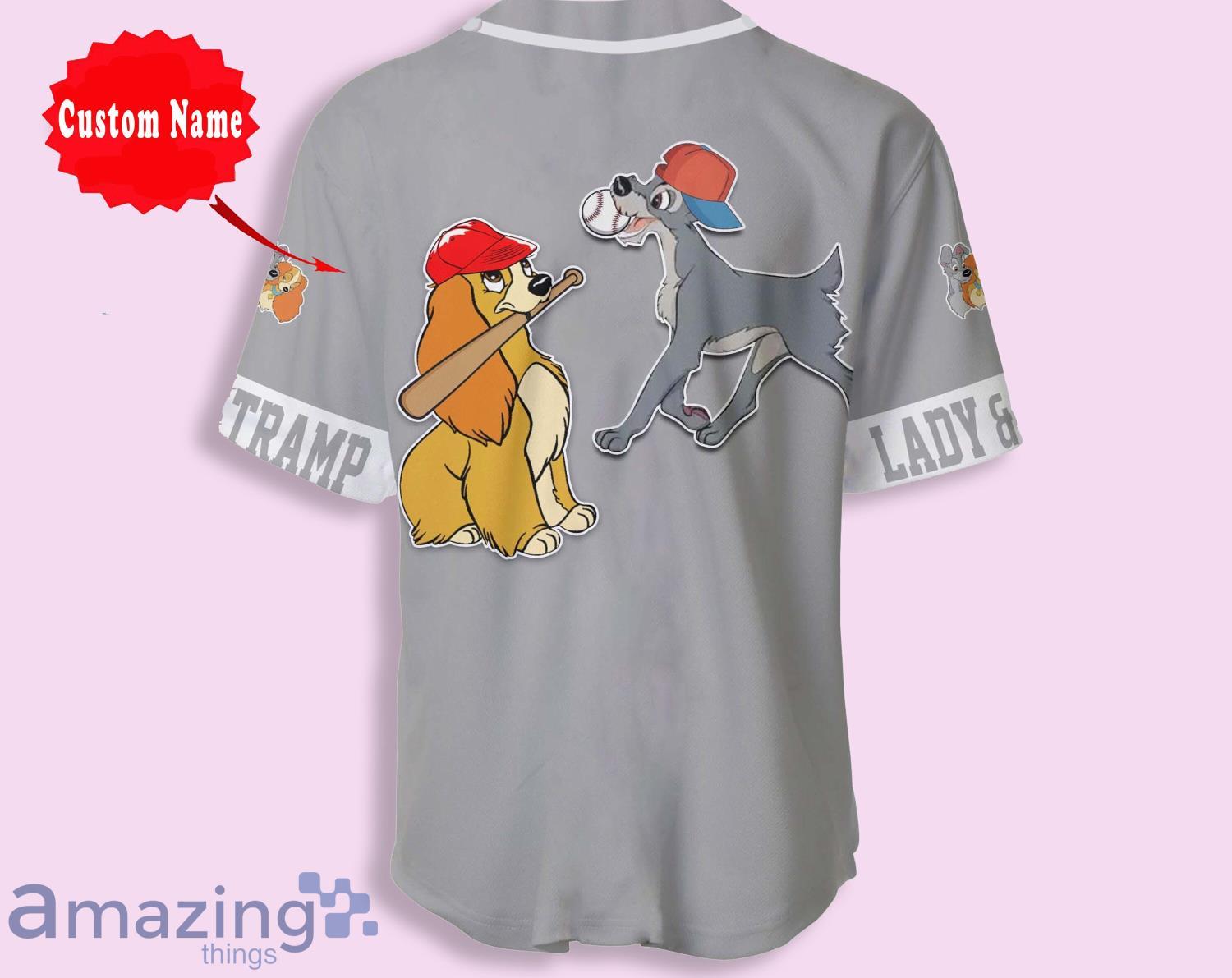 Dogs Gray Orange Cartoon Custom Name And Number Baseball Jersey Shirt