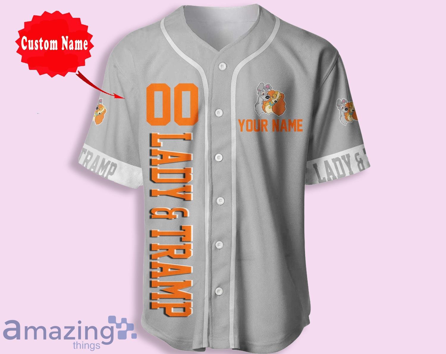 Dogs Gray Orange Cartoon Custom Name And Number Baseball Jersey Shirt