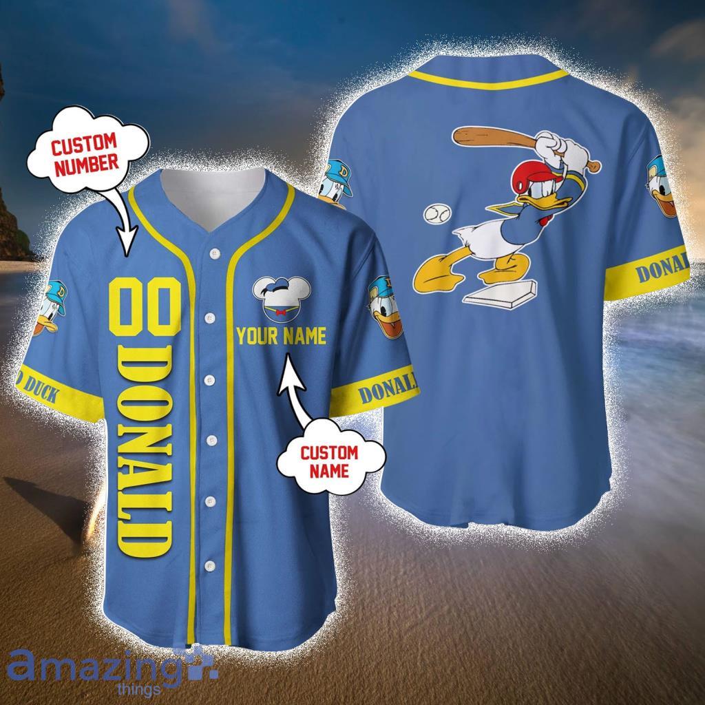 Donald Duck Yellow Blue Disney Cartoon Baseball Jerseys  For Men And Women - Donald Duck Yellow Blue Disney Cartoon Baseball Jerseys  For Men And Women