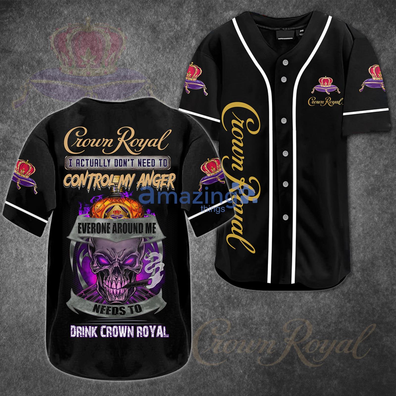 Drink Crown Royal Skull Halloween Baseball Jersey Shirt Product Photo 1