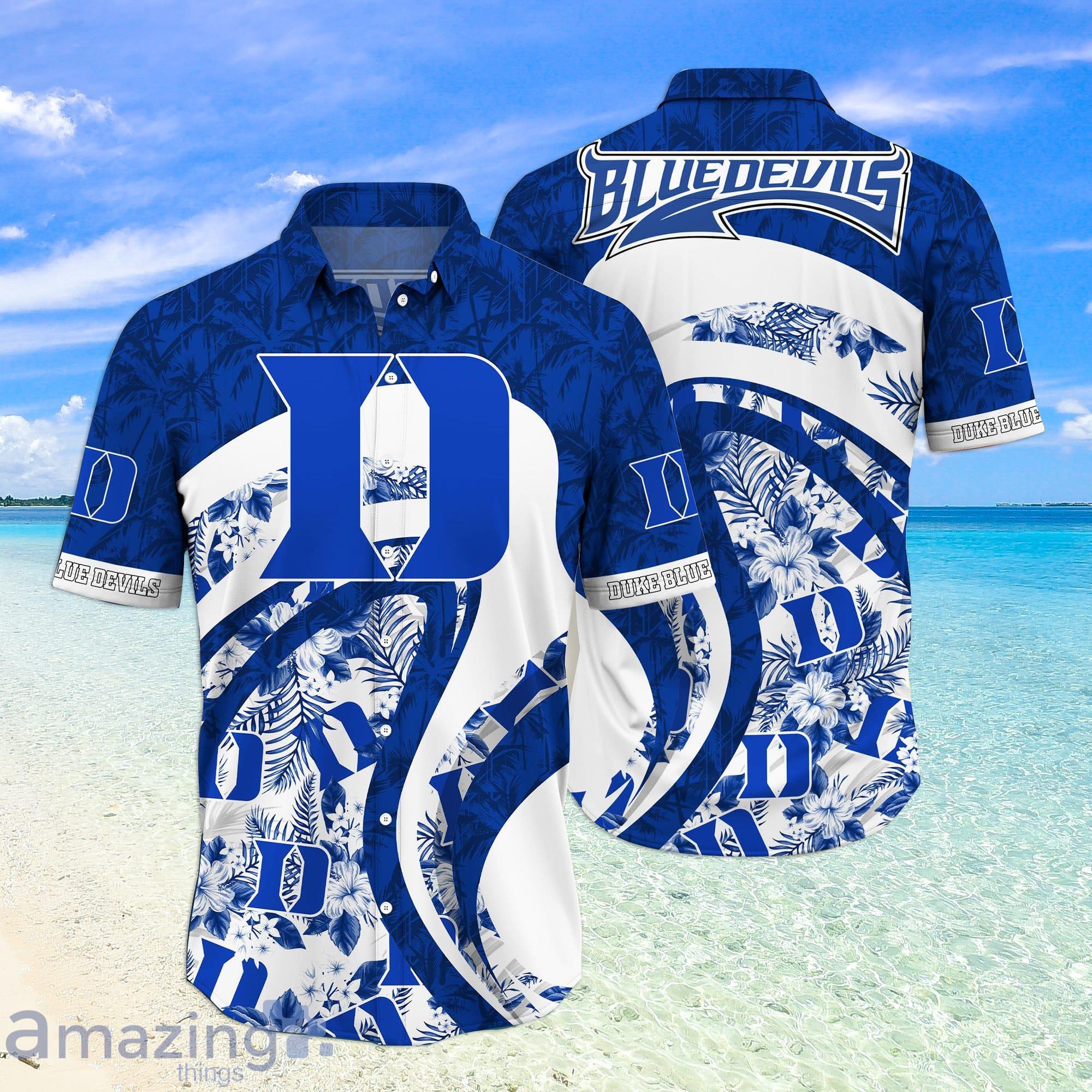 Duke Blue Devils NCAA Tropical Flower Pattern Hawaiian Shirt Product Photo 1