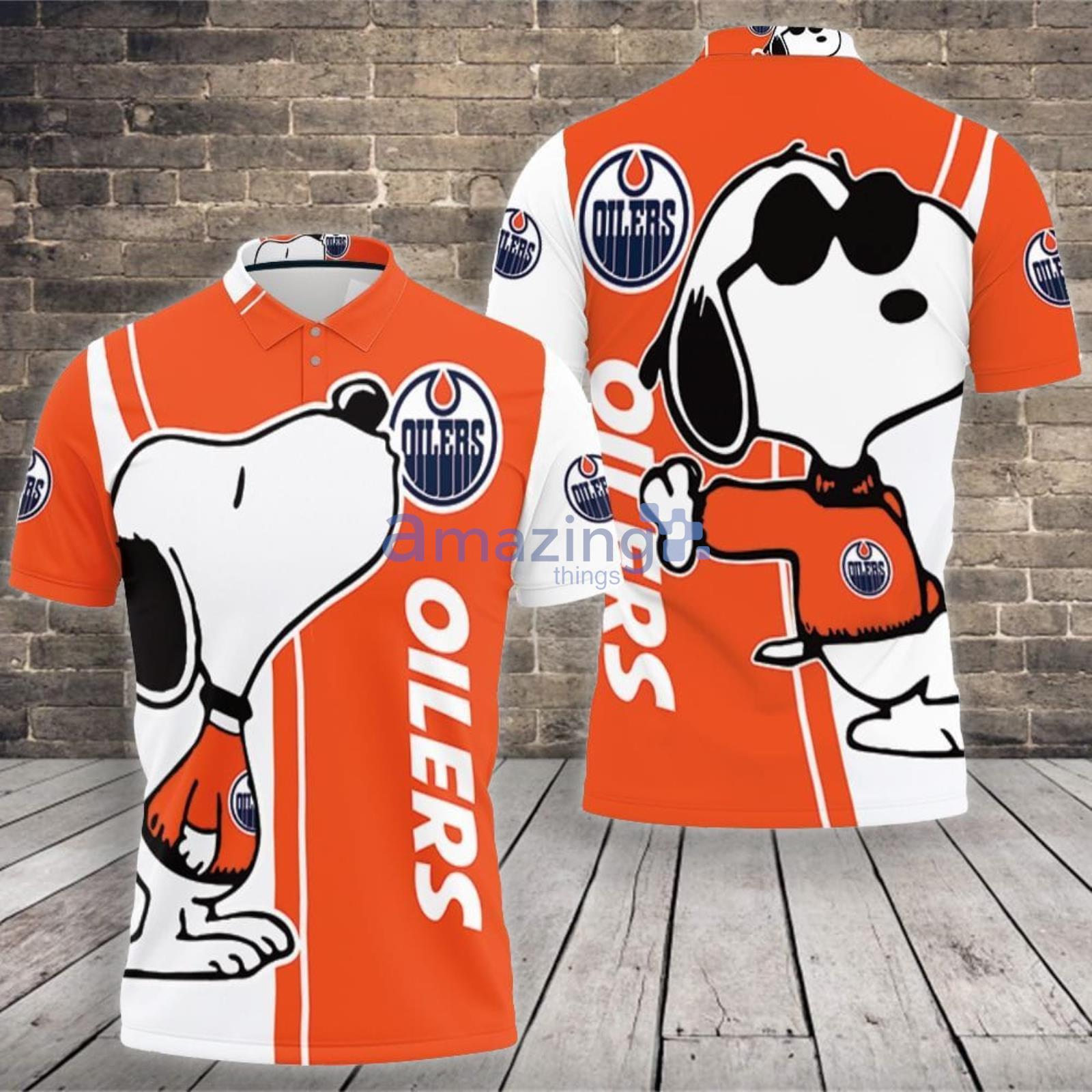 Edmonton Oilers Snoopy Lover Polo Shirt For Sport Fans Product Photo 1