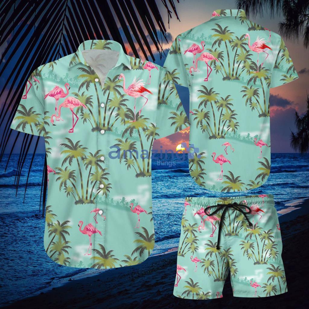 Flamingo Island Green Hawaiian Shirt And Short - Flamingo Island Green Hawaiian Shirt And Short