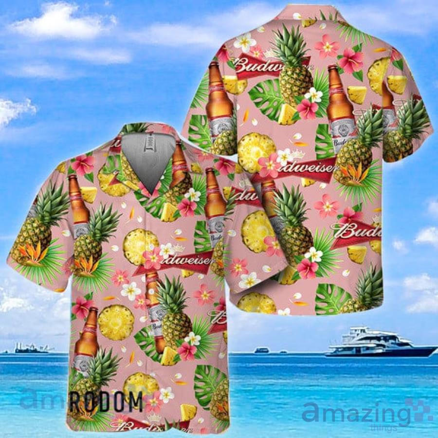 Floral Pineapple Budweiser Beer Hawaiian Shirt For Men And Women Product Photo 1