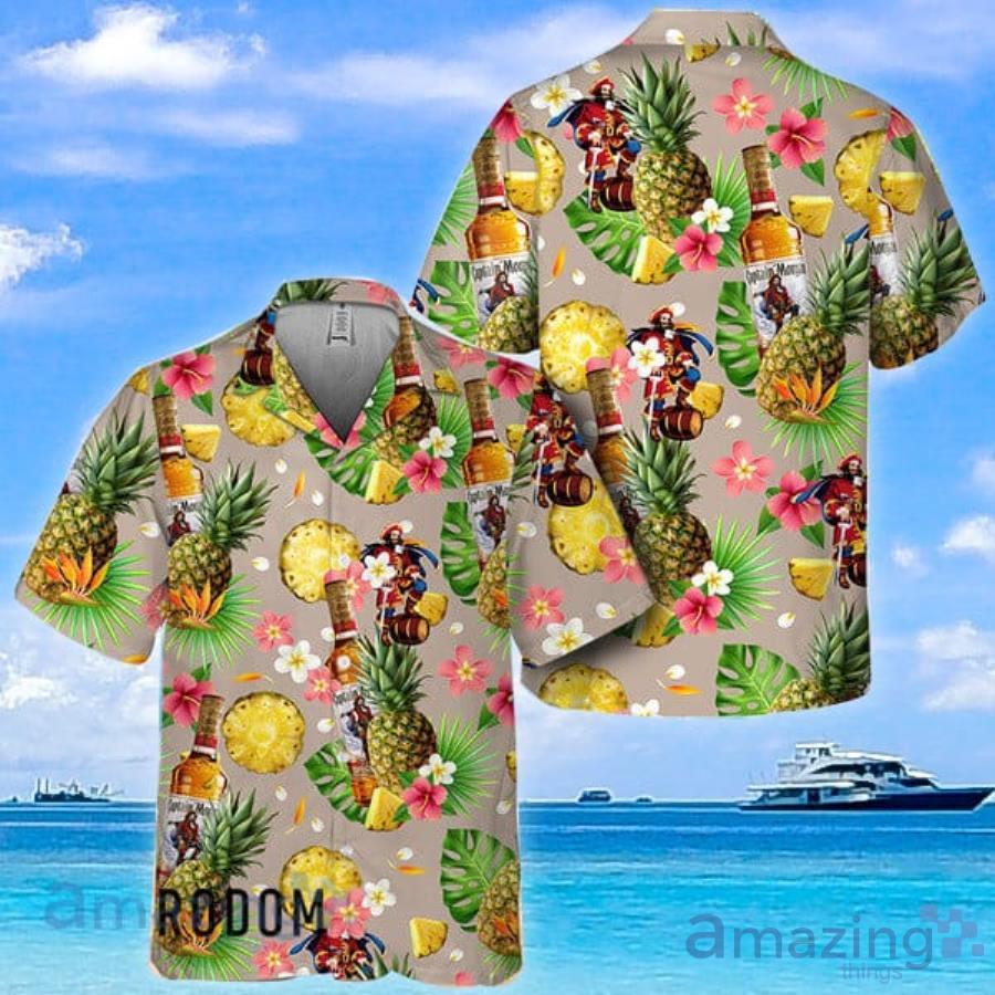 Floral Pineapple Captain Morgan Hawaiian Shirt For Men And Women Product Photo 1