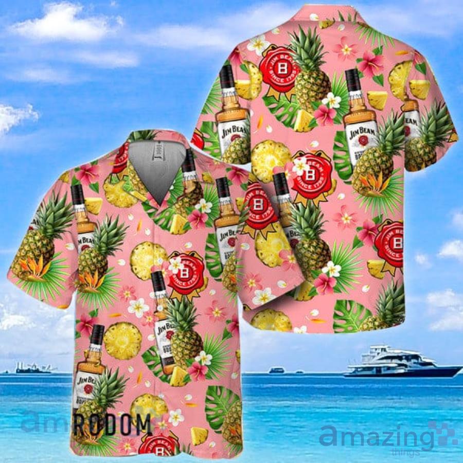Floral Pineapple Jim Beam Hawaiian Shirt For Men And Women Product Photo 1