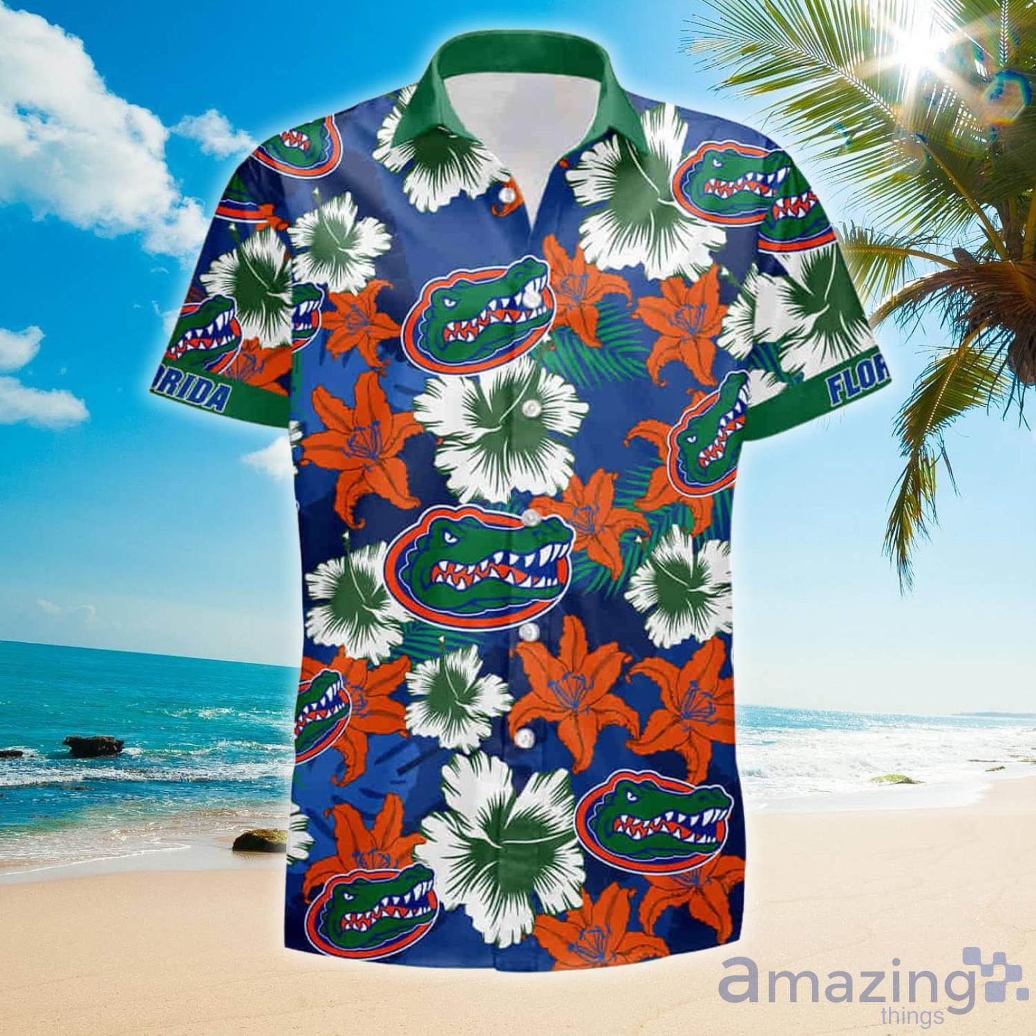 Florida Gators Summer Gift Green Flower Hawaiian Shirt And Shorts Product Photo 1 Florida Gators Summer Gift Green Flower Hawaiian Shirt And Shorts Product Photo 1