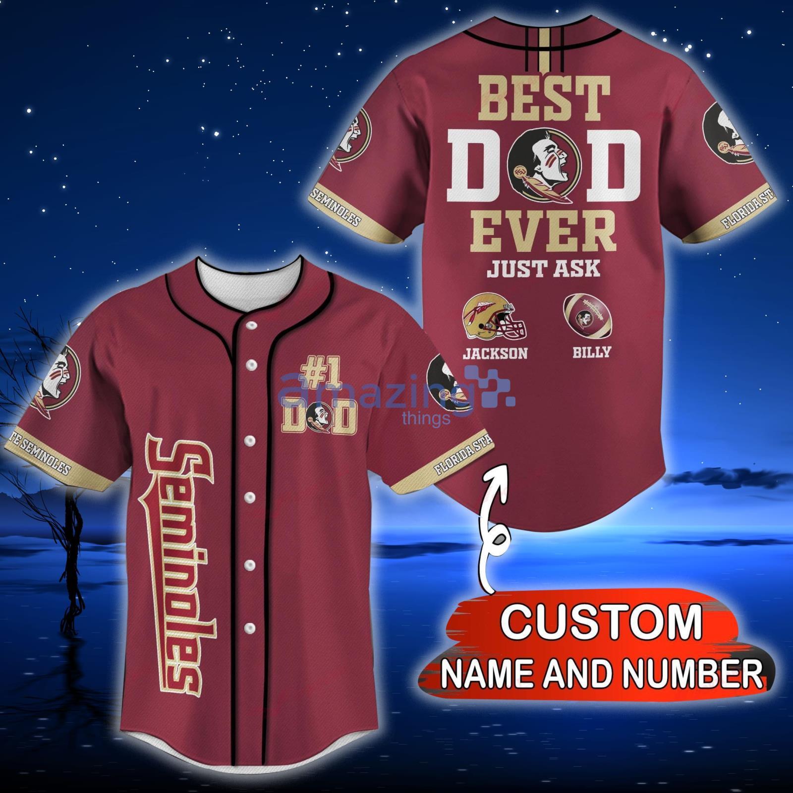 træfning nakke reservation Florida State Seminoles NCAA Custom Name And Number Best Dad Ever Baseball  Jersey Shirt