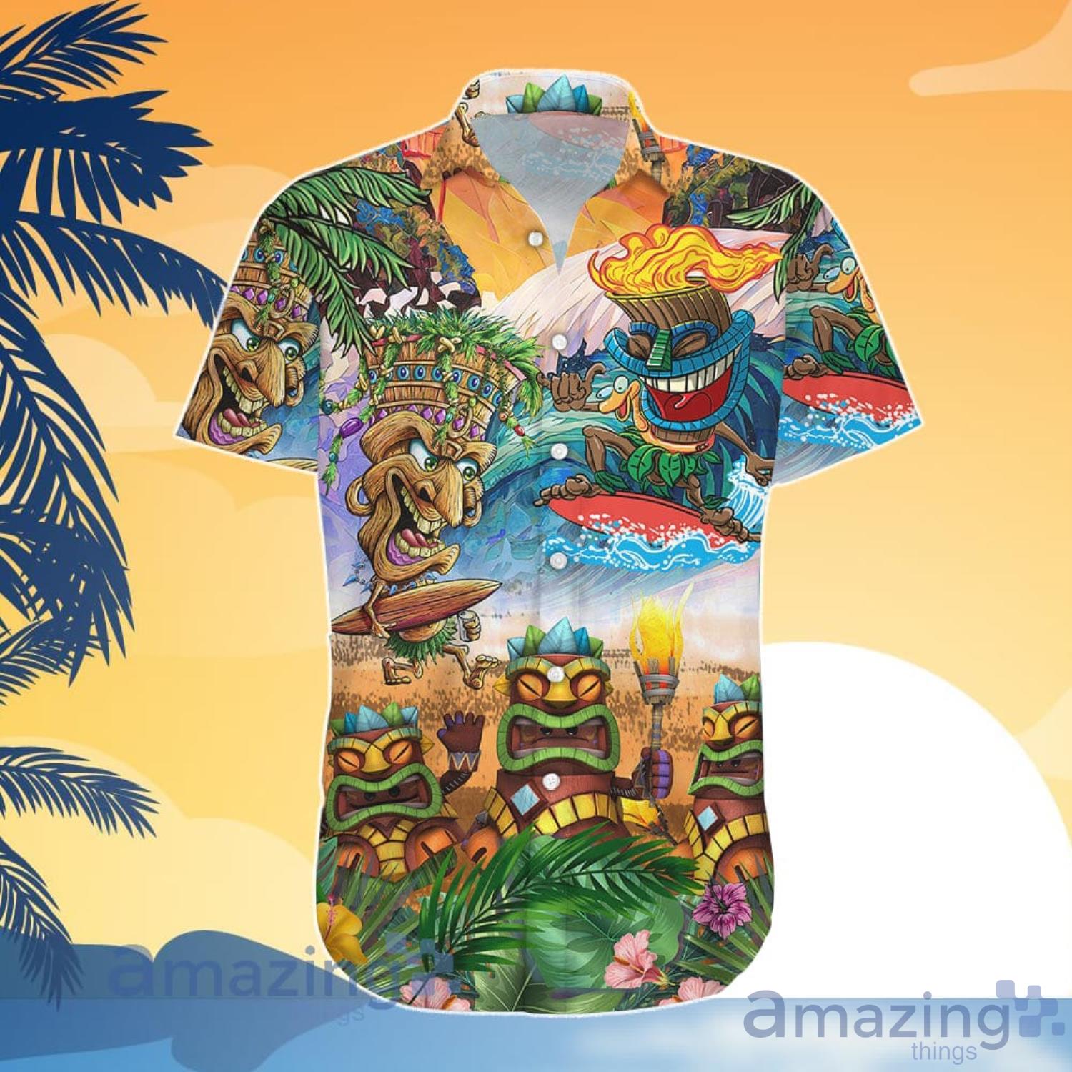 Let's Tiki Time Beach Get Here Tiki Funny Hawaiian Shirt And Short