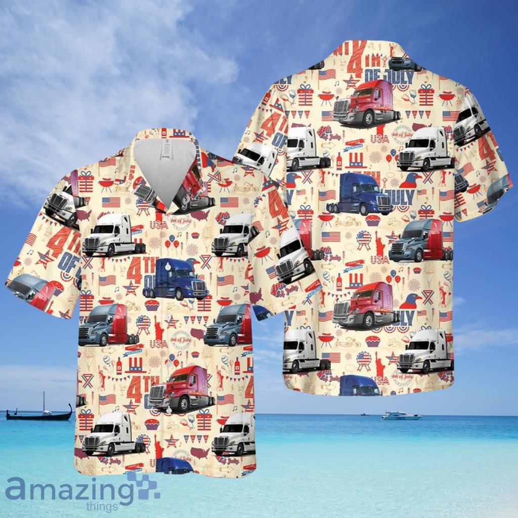 Freightliner Cascadia 4th Of July Hawaiian Shirt For Men And Women - Freightliner Cascadia 4th Of July Hawaiian Shirt For Men And Women