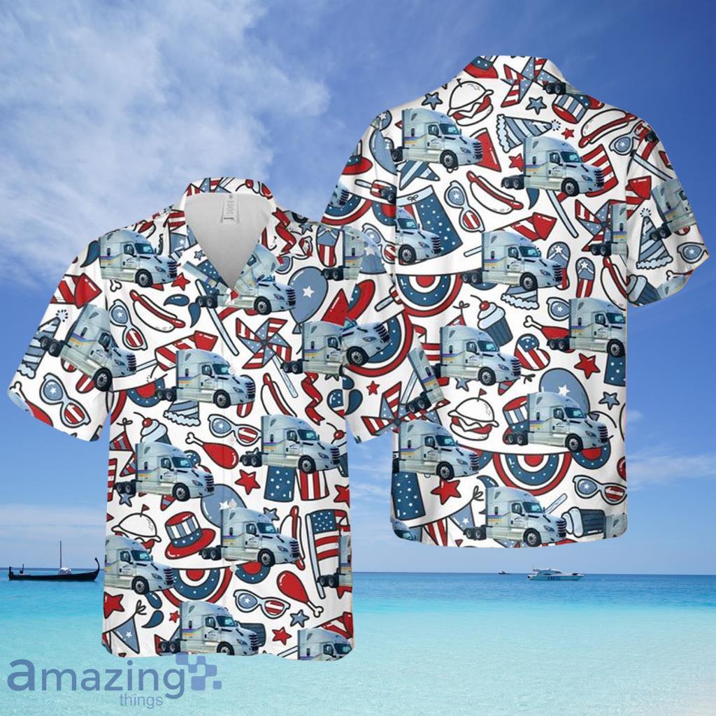 Freightliner Generation Cascadia 4th Of July Hawaiian Shirt For Men And Women - Freightliner Generation Cascadia 4th Of July Hawaiian Shirt For Men And Women