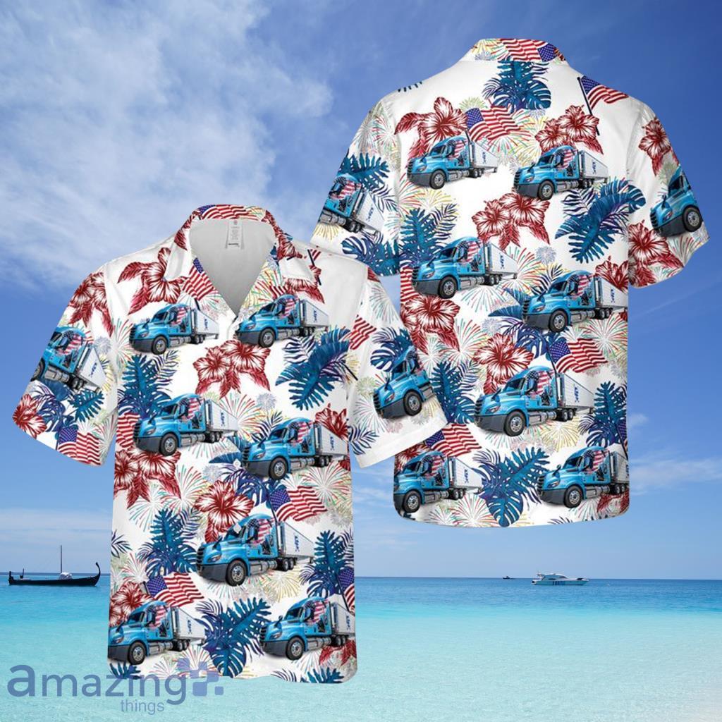 Freightliner New Cascadia Continental Patriotic Truck 4th Of July Hawaiian Shirt For Men And Women - Freightliner New Cascadia Continental Patriotic Truck 4th Of July Hawaiian Shirt For Men And Women