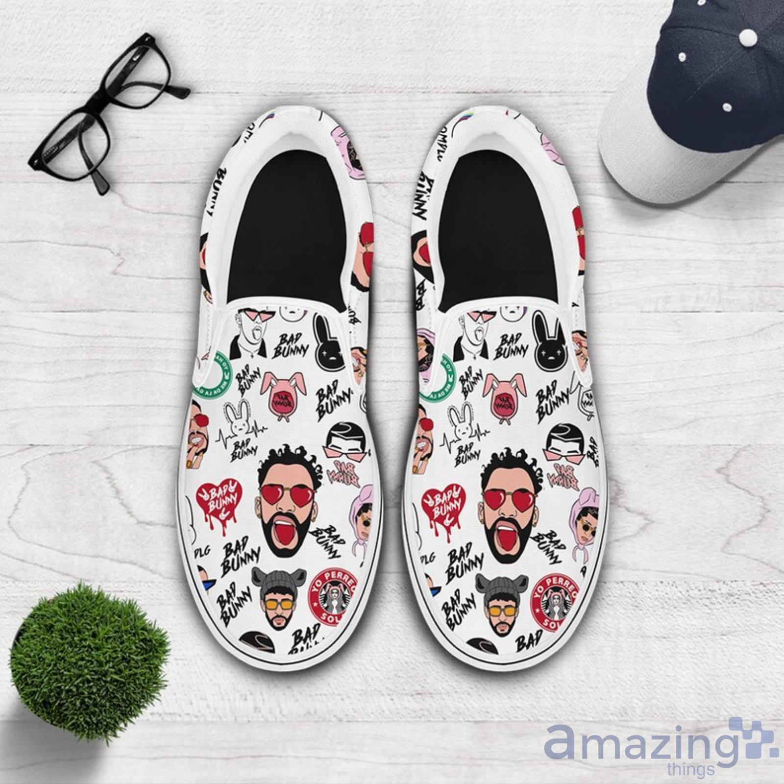 Funny Bad Bunny Patterns Slip On Shoes Fluffy Un Verano Sin Ti Shoes Product Photo 1