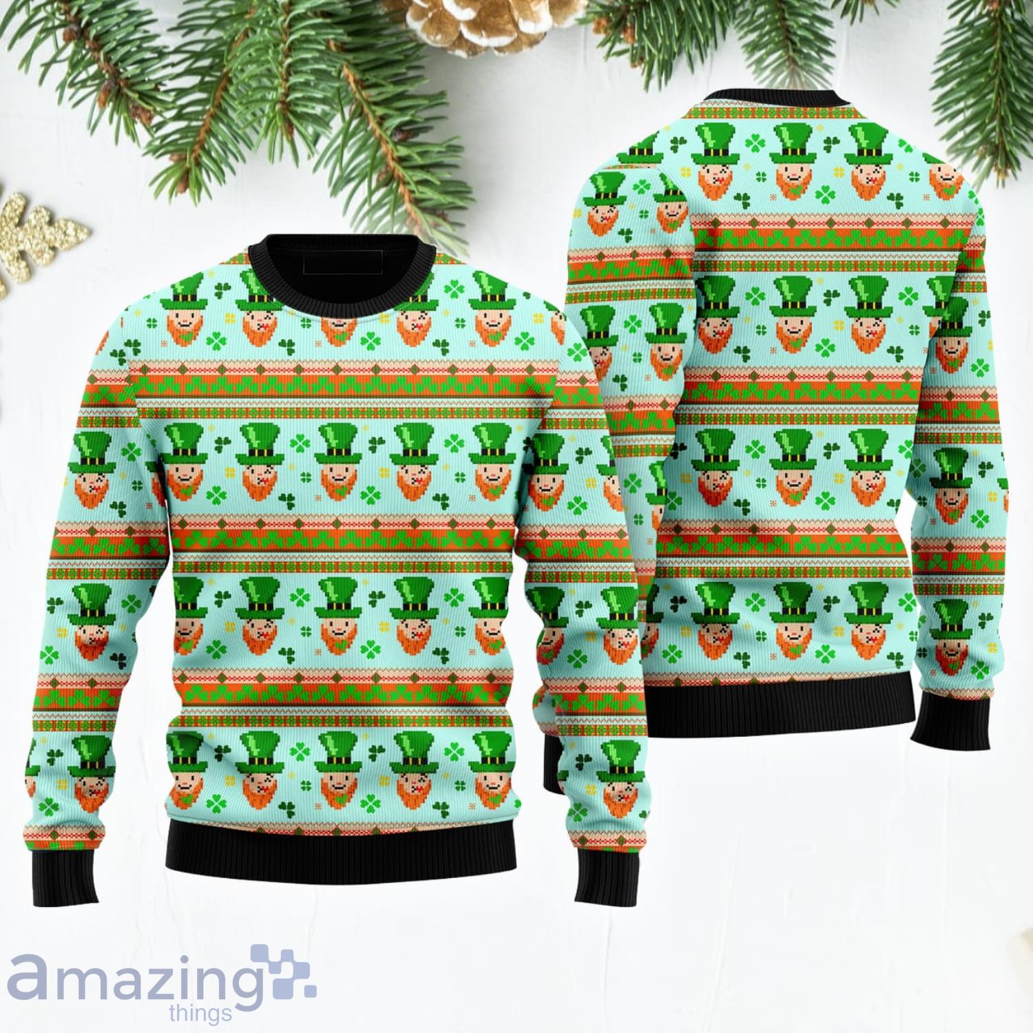 Funny Leprechauns Patricks Pattern Ugly Christmas Sweater Cute Gift For Holiday Product Photo 1