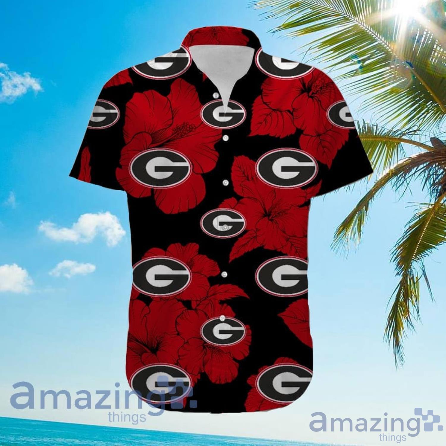 Georgia Bulldogs Tropical Floral Big Flower Pattern Hawaiian Shirt Red Flower Product Photo 1 Georgia Bulldogs Tropical Floral Big Flower Pattern Hawaiian Shirt Red Flower Product Photo 1