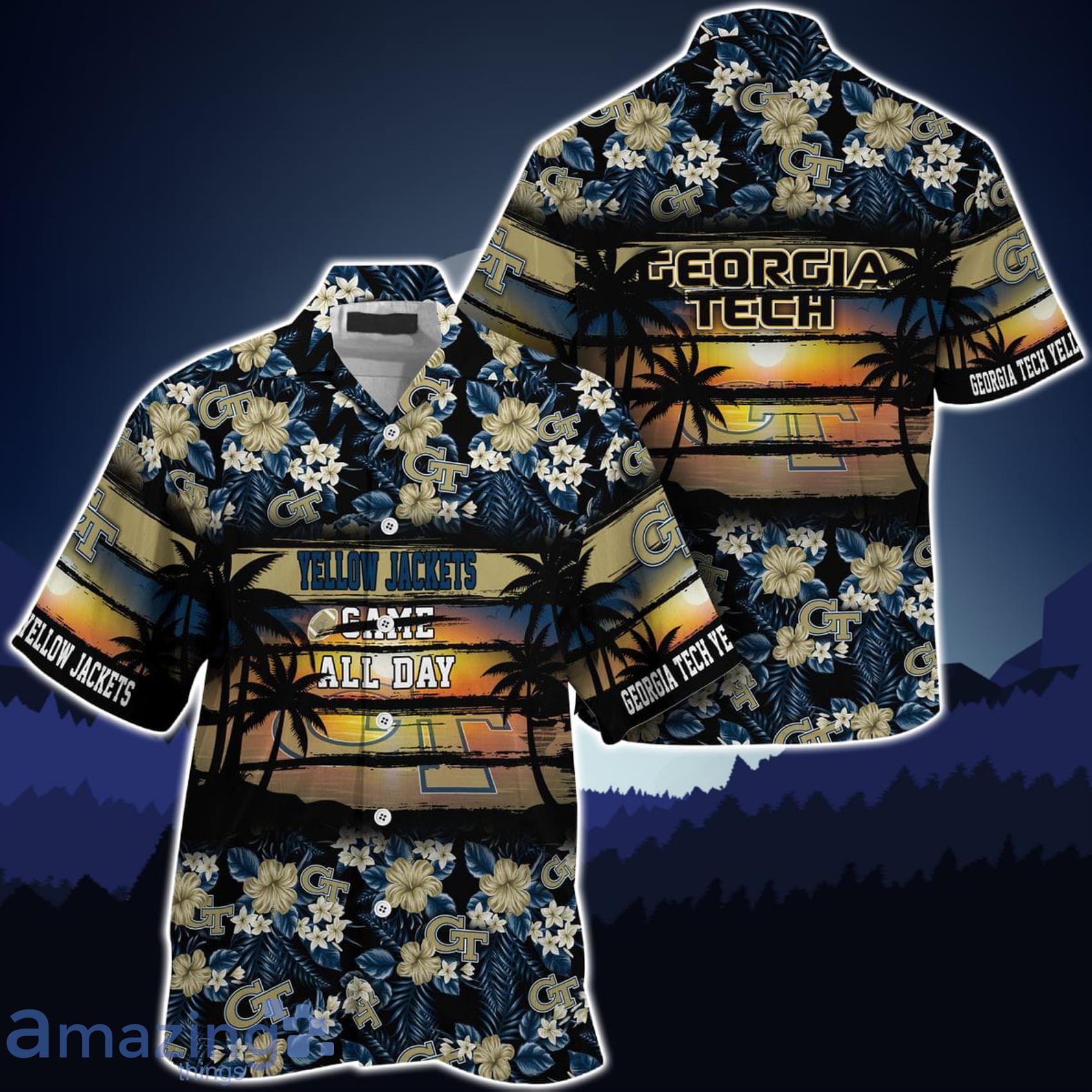 Georgia Tech Yellow Jackets NCAA Flower Cheap Hawaiian Shirt 3D Shirt,  Georgia Tech Yellow Jackets Gift - T-shirts Low Price